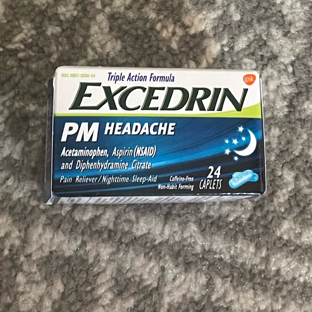 NEW Excedrin triple action formula 24ct caplets pm headache